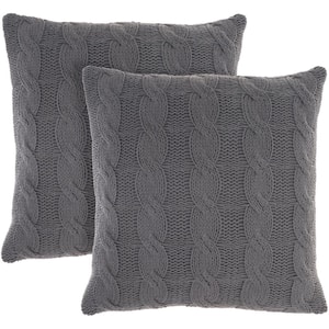 Lifestyles Charcoal 18 in. X 18 in. Throw Pillow Set of 2