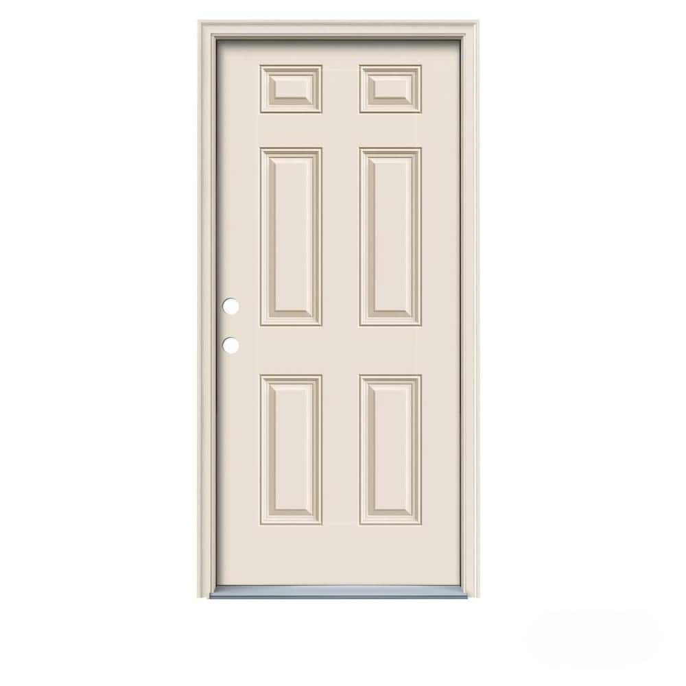 30 in. x 78 in. 6-Panel Primed White Fiberglass Prehung Right-Hand/Inswing Front Door W/Brickmould, 6-9/16 in. Jamb price history on PriceWatchPro