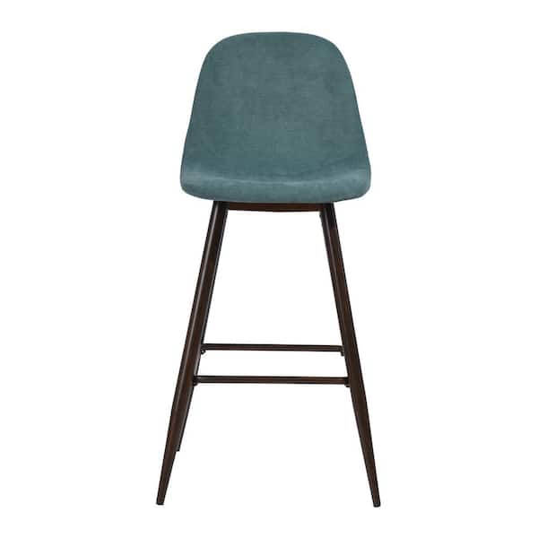 Spaco 37.4 in. Green High Back Brown Wood Frame Height Counter Bar Stools with Upholstered Seat (Set of 2)