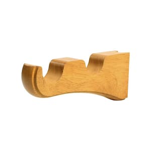 Mix & Match Wood Double Curtain Rod Bracket in Light Brown Wood for 1-3/8" Dia Wood Rod Pole (1-PK) (Projection 7.2")