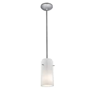 Glass'n 1-Light Brushed Steel Metal Pendant with Clear-Opal Glass Shade