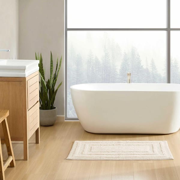 Logan 1-Piece Light Beige 100% Cotton 24 x 40 Bath Rug