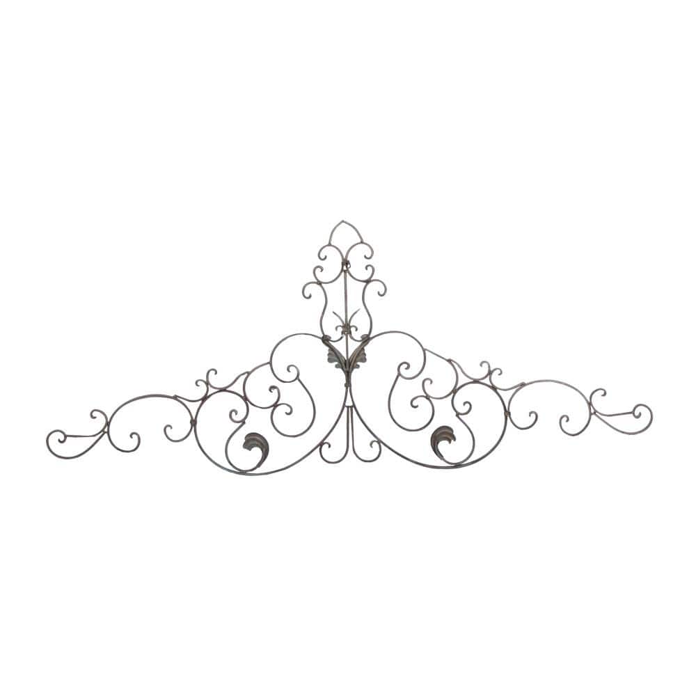Brown Metal Rustic Floral Scroll Wall Decor, 59" x 24"