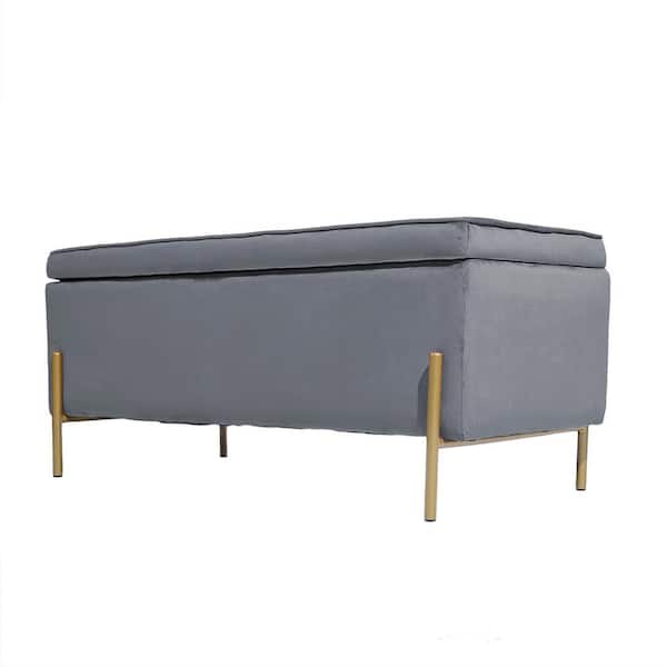 Homy Casa TUDOR Grey Velvet Ottoman with Storage