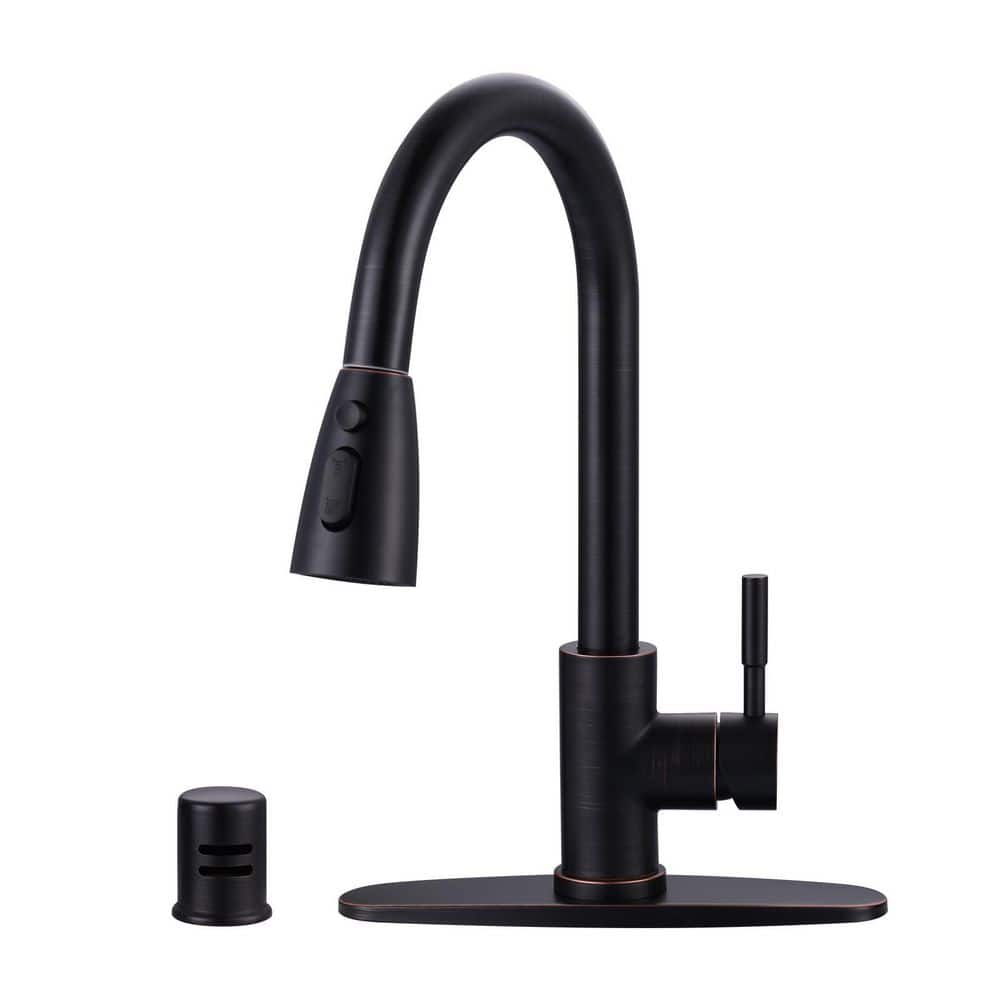 15.6 in. Single Handle Pull Down Sprayer Kitchen Faucet with 360° Spout Swivel and Air Gap in Oil Rubbed Bronze price history on PriceWatchPro