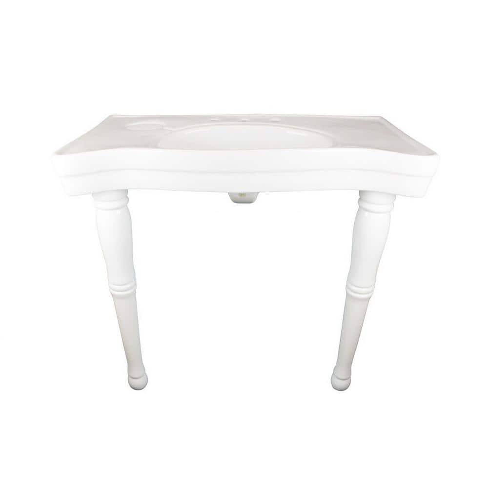 Belle Epoque White Ceramic Console Sink with Spindle Legs