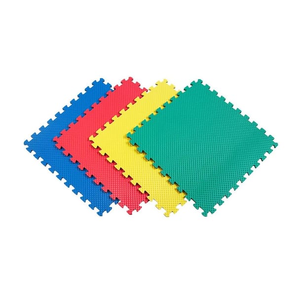 Multicolor 12 in. x 12 in. Exercise Children's Interlocking Puzzle EVA Play  Foam Floor Mat (16 sq. ft.) (54-Borders)