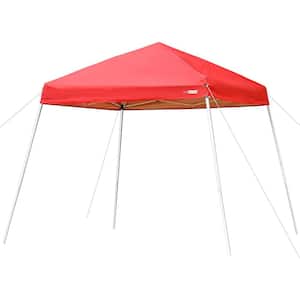 Outdoor 8 ft. x 8 ft. Red Slant Leg Easy Pop Up Canopy