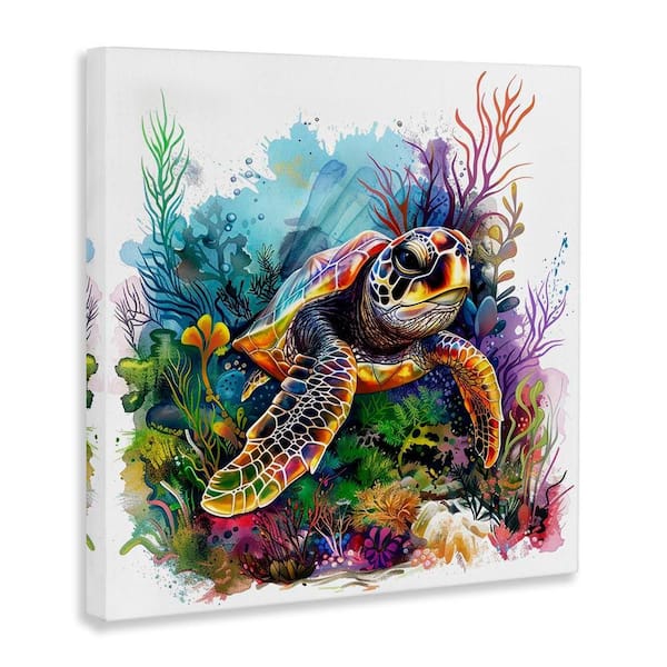 ラフアンドスウェル　 RSM-25213　PABLO OFF TURTLE Stupell Industries Coral and Sea Life Turtle by LSR Design Studio
