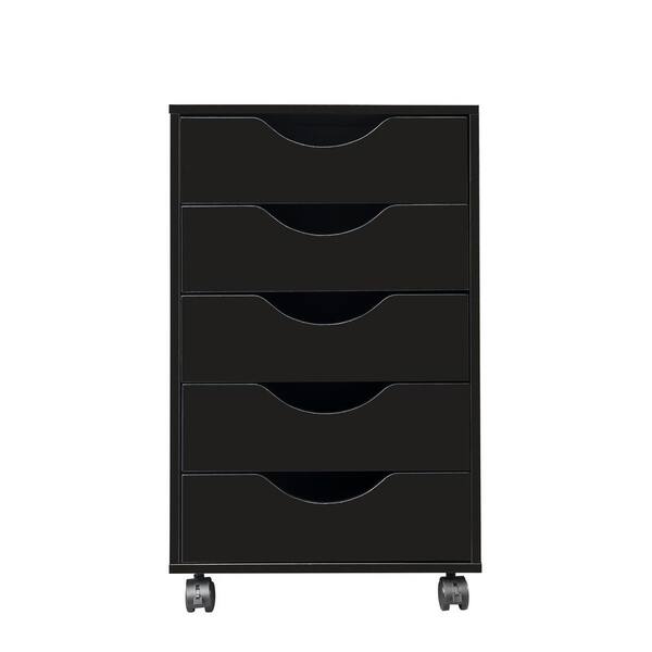 Mobile File Cabinet on casters Metal Filing Trays Organizer Office Storage 5 Drawers Cabinets Black 