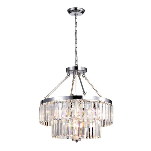 GREENVILLE SIGNATURE Volpoca 9-Light Chrome Chandelier for Kitchen, Dining/Living Room, Bedroom with No Bulbs Included