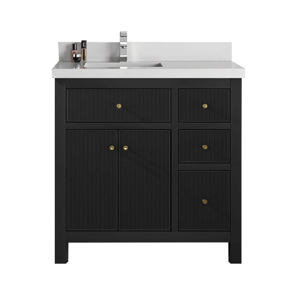 Sonoma 36 in. W x 22 in. D x 36 in. H Left Offset Sink Bath Vanity in Black with 2 in. Carrara Quartz Vanity Top price history on PriceWatchPro