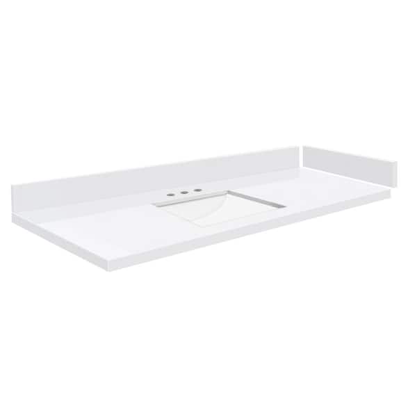 Transolid Silestone 49.25 in. W x 22.25 in. D Quartz White Rectangular Single Sink Vanity Top in Miami White