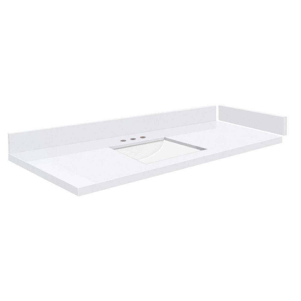 Silestone 54.75 in. W x 22.25 in. D Quartz White Rectangular Single Sink Vanity Top in Miami White price history on PriceWatchPro