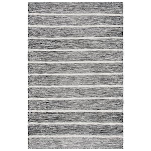 Vermont Black/Ivory Doormat 3 ft. x 5 ft. Striped Area Rug