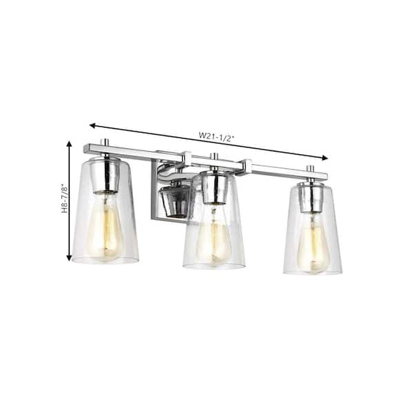 Mercer 3-Light Modern Chrome Bathroom Vanity Light