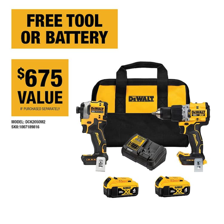 DEWALT 20V MAX XR Hammer Drill and ATOMIC Impact Driver 2 Tool Cordless Combo Kit with (2) 4.0Ah Batteries, Charger, and Bag