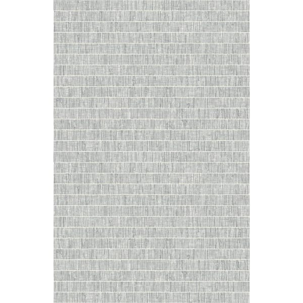 Seabrook Designs 60.75 sq. ft. Lunar Grey Blue Grass Band Embossed Vinyl Unpasted Wallpaper Roll