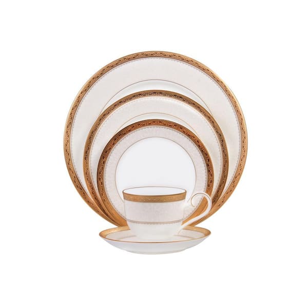 Odessa Gold 5-Piece (Gold) Bone China Place Setting, Service for 1