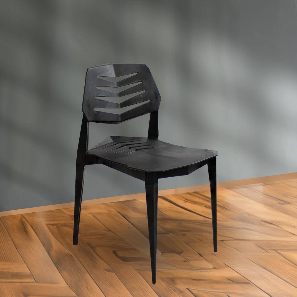 Matisse Black Polypropylene Armless Dining Chairs Set of 4