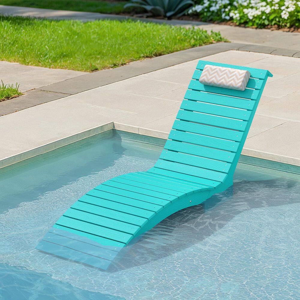 Sasha Aruba Blue HDPS Plastic Patio Lounge Chair Waterproof Fade-Resistant Outdoor Chaise Lounge with Headrest Set of 1 price history on PriceWatchPro