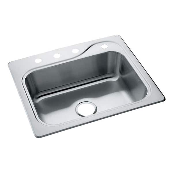 STERLING KOHLER Southhaven Drop-In Stainless Steel 25 in. 4-Hole Single Bowl Kitchen Sink