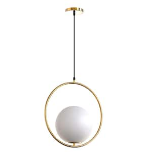 1-Light Circle Gold Globe Modern Pendant Light Hanging Lighting Fixture for Kitchen Island Living Room Dining Room