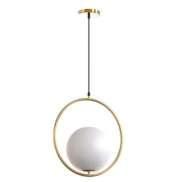 YANSUN 1-Light Circle Gold Globe Modern Pendant Light Hanging Lighting ...