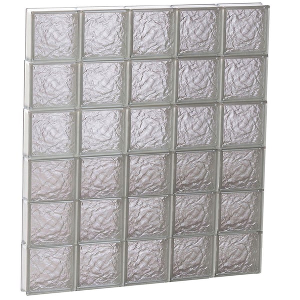 Clearly Secure 38.75 in. x 46.5 in. x 3.125 in. Frameless Ice Pattern Non-Vented Glass Block Window