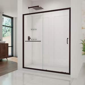 Infinity-Z 30 in. L x 60 in. W x 76 3/4 in. H Alcove Right Shower Kit with Shower Wall and Shower Pan in Bronze/White