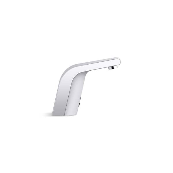 Sculpted Touchless Single-Hole Bathroom Sink Faucet Width AAA Batteries Included in Polished Chrome