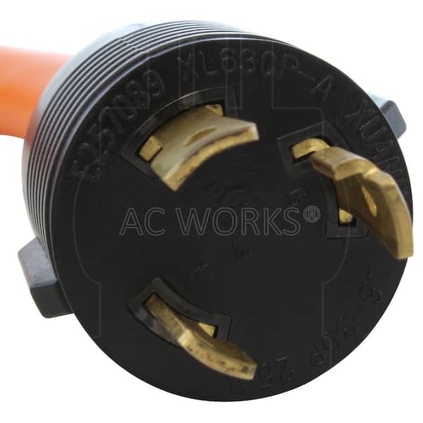 AC WORKS 1.5 ft. 30 Amp 250-Volt L6-30 Plug to (3) NEMA 6-15/20