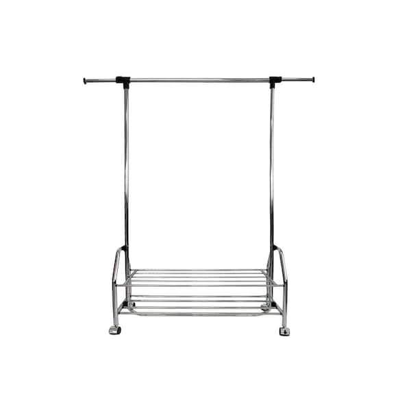 36 in. W x 70 in. H Chrome Metal Clothes Rack Extendable Bar