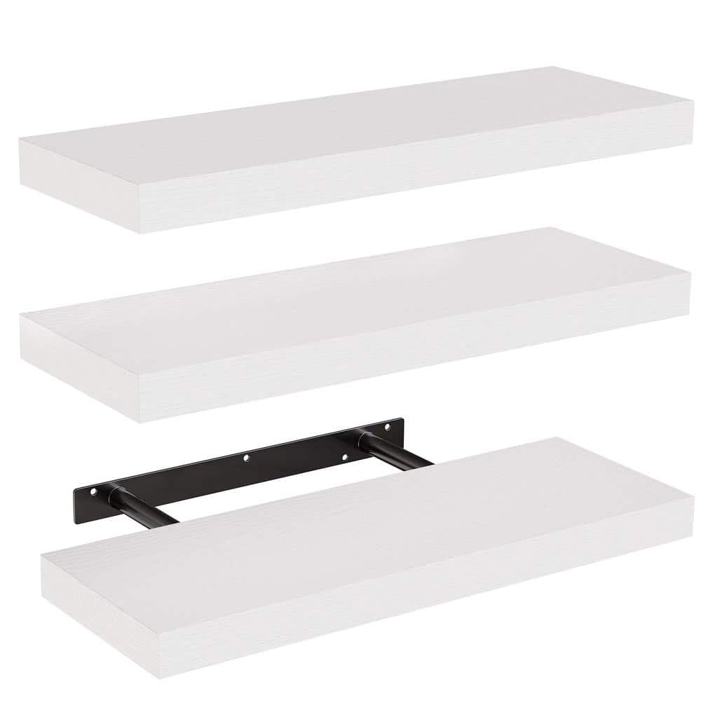 15.7 in. W White Decorative Floating Shelves with Invisible Brackets Set of 3 price history on PriceWatchPro