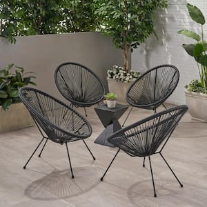 Ansor Black Metal Outdoor Patio Lounge Chair (4-Pack)