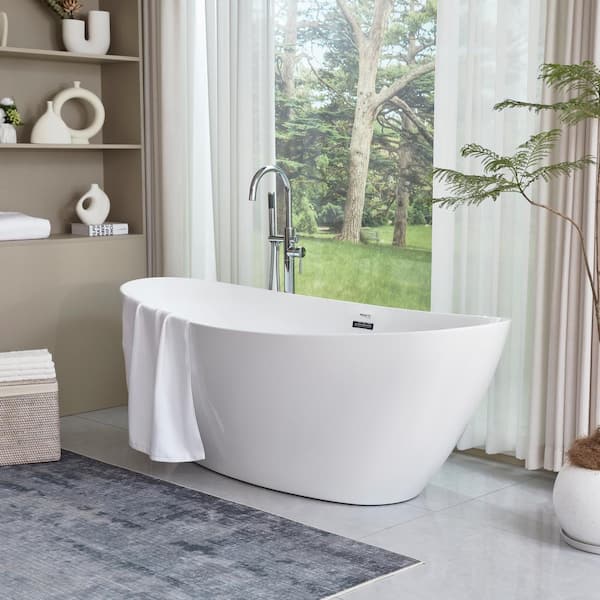 Valence 71 in. Acrylic Flatbottom Freestanding Bathtub in White Valence 71 in. Acrylic Flatbottom Freestanding Bathtub in White