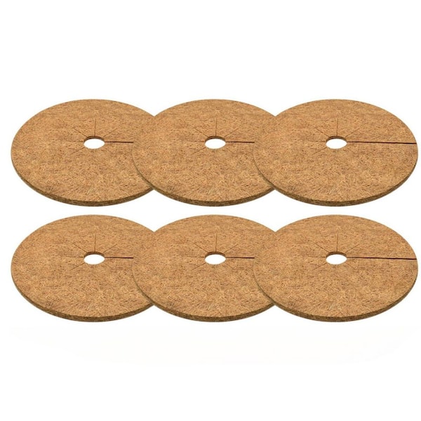 6-Piece 17.8 in. Brown Coconut Fibers Mulch Ring Tree Protector Mat for Tree Protection Indoor or Outdoor