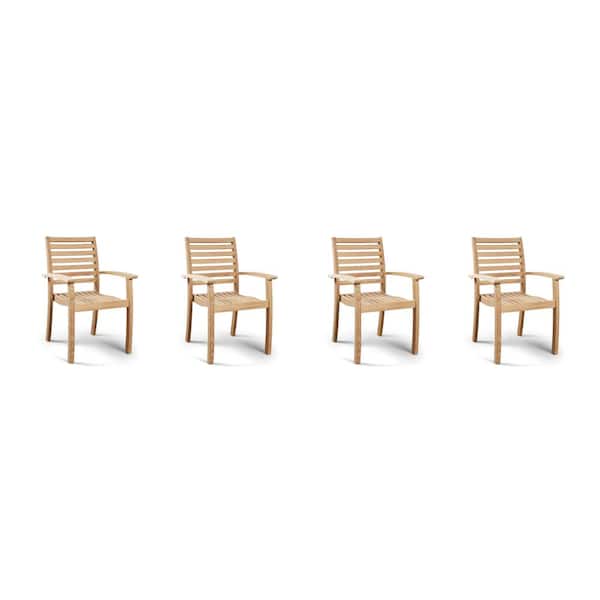 Unbranded Ambre Teak Stacking Outdoor Dining Armchair (Set of 4)