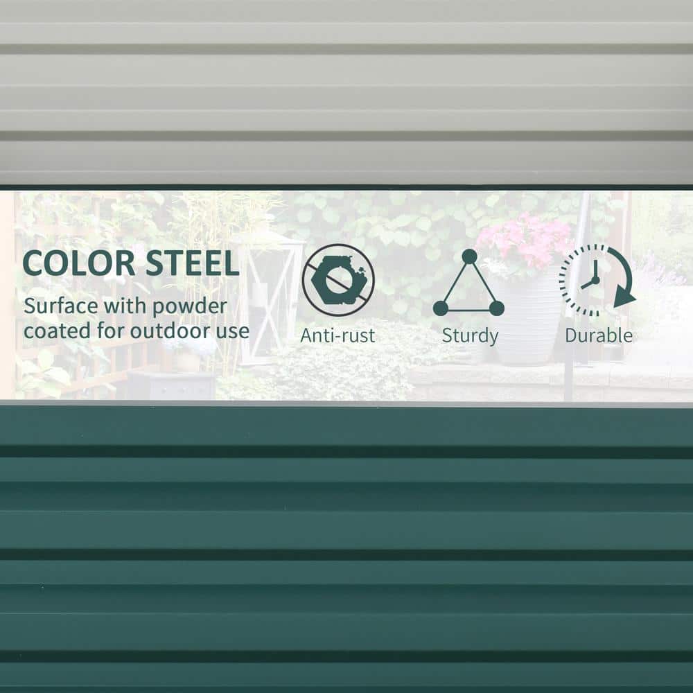 Green Galvanized Steel Raised Garden Bed for Outdoor Plants