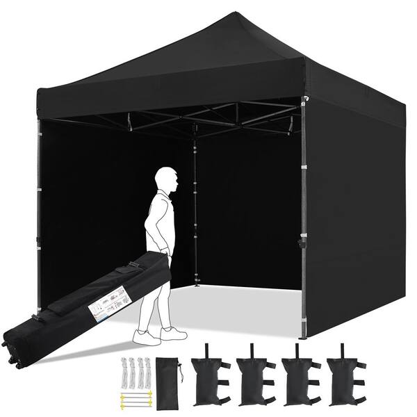 Yaheetech 10 ft. × 10 ft. Commercial Canopy with 3 Sidewalls Black ...