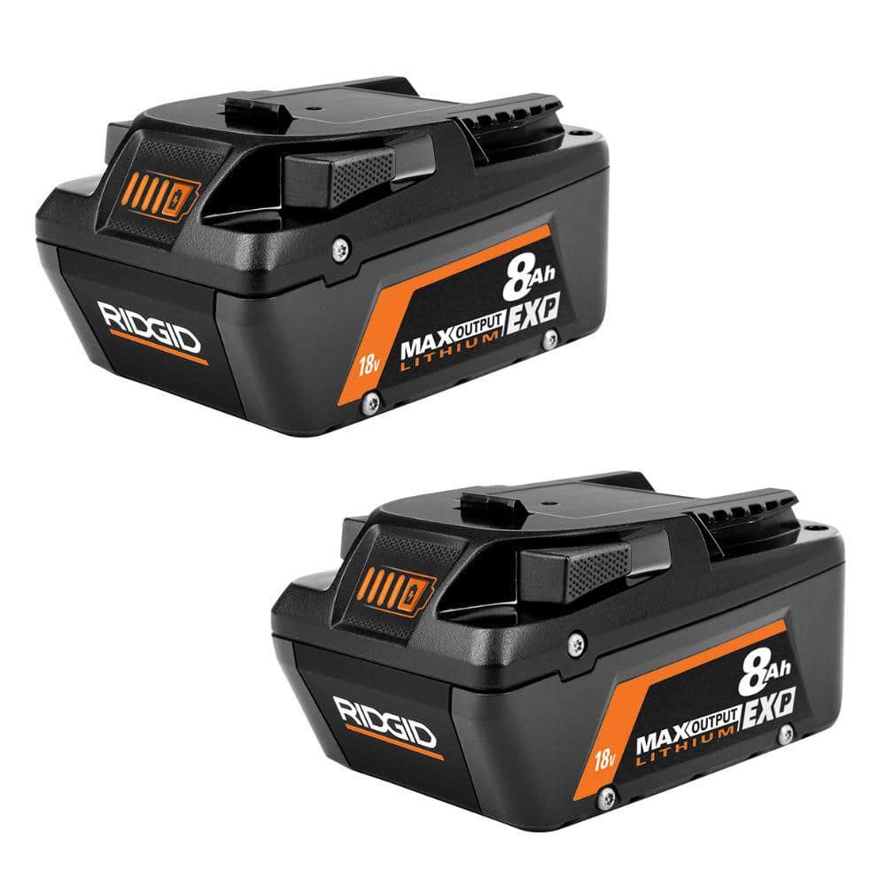 RIDGID 18V 8.0 Ah Max Output EXP Lithium-Ion Battery (2-Pack) (AC840080P)