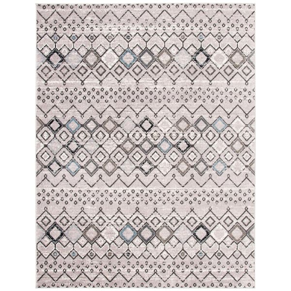 SAFAVIEH Amsterdam Light Gray/Brown 12 ft. x 18 ft. Multi-Diamonds Chevron Area Rug