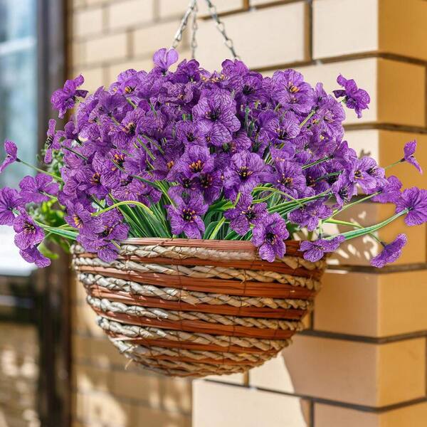 13 in. Purple 24 Bundles Artificial other Flowers for Outdoors