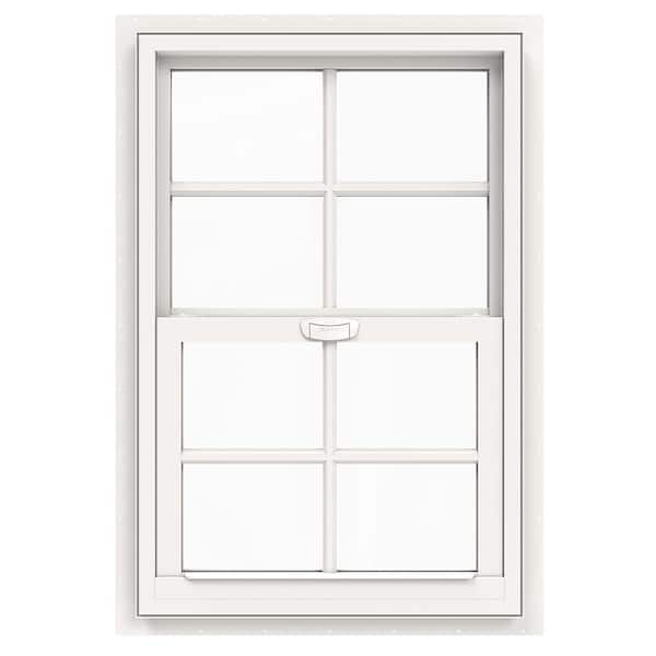 JELD-WEN 30 in. x 36 in. V-4500 Series White Single-Hung Vinyl Window with 6-Lite Colonial Grids/Grilles
