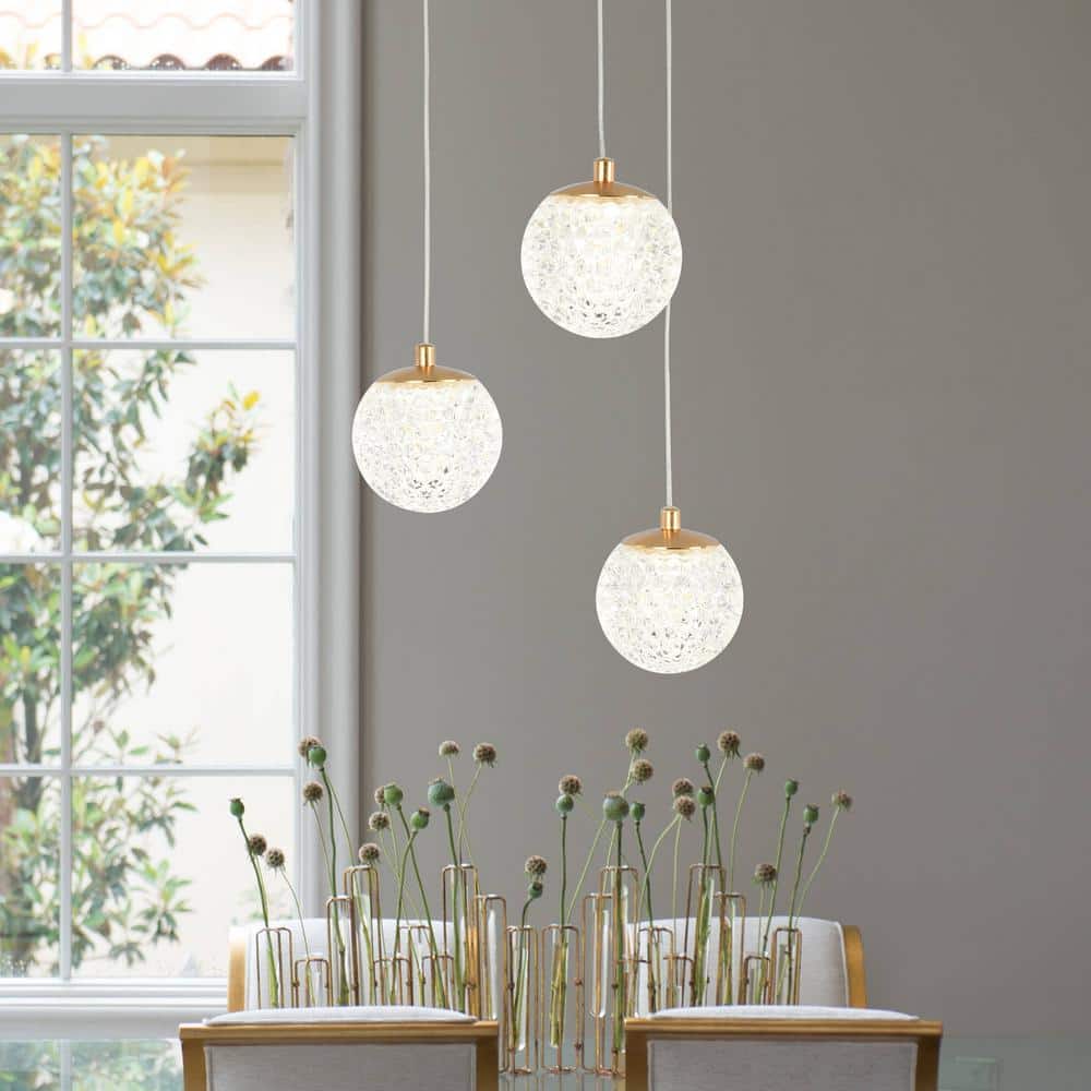 3-Light French Gold Integrated LED Pendant Light with Acrylic Shade price history on PriceWatchPro