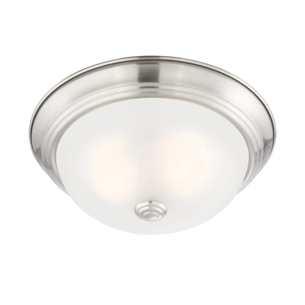 Elegant 11" Satin Platinum Flush Mount Ceiling Light with Etched Glass
