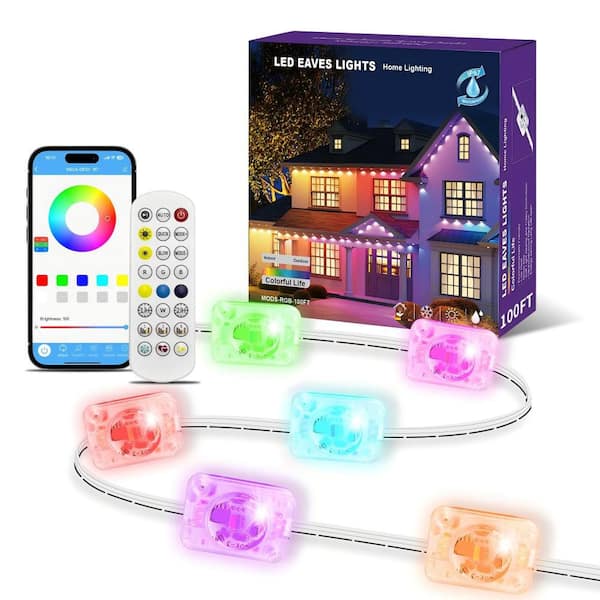 RGBIC 48 Lights 100 ft. Outdoor Plug-In Integrated LED Novelty Permanent String-Light