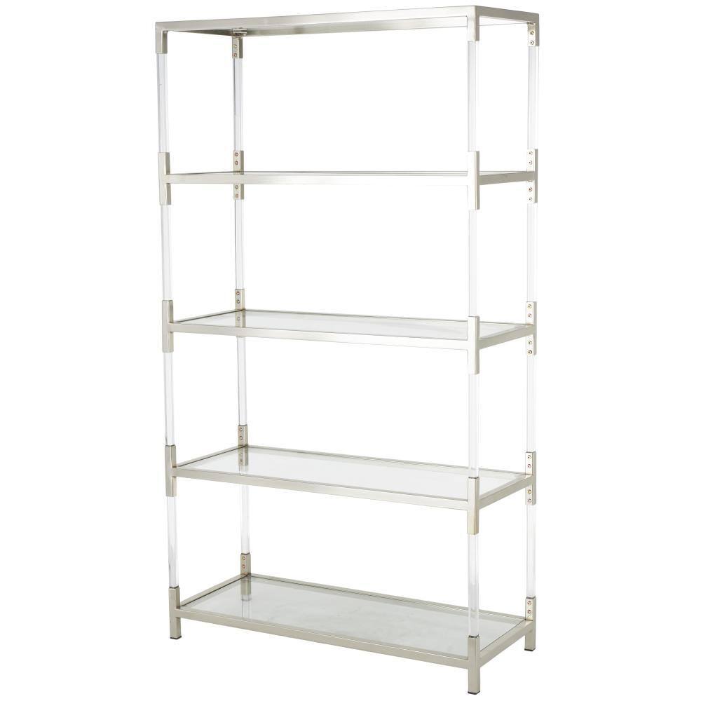 69 in. Tall Clear Acrylic Rectangle Bookcase with Silver Frame Supports price history on PriceWatchPro