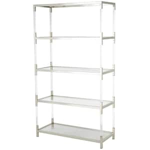 69 in. Tall Clear Acrylic Rectangle Bookcase with Silver Frame Supports