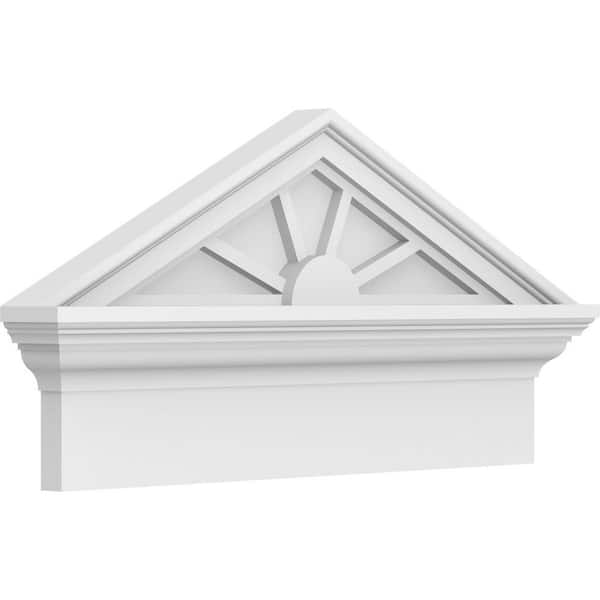 Ekena Millwork 24-in. W x 12-7/8-in. H x 2-3/4-in. P (Pitch 6/12) Peaked Cap 4 Spoke Signature Urethane Combination Pediment Primed Tan